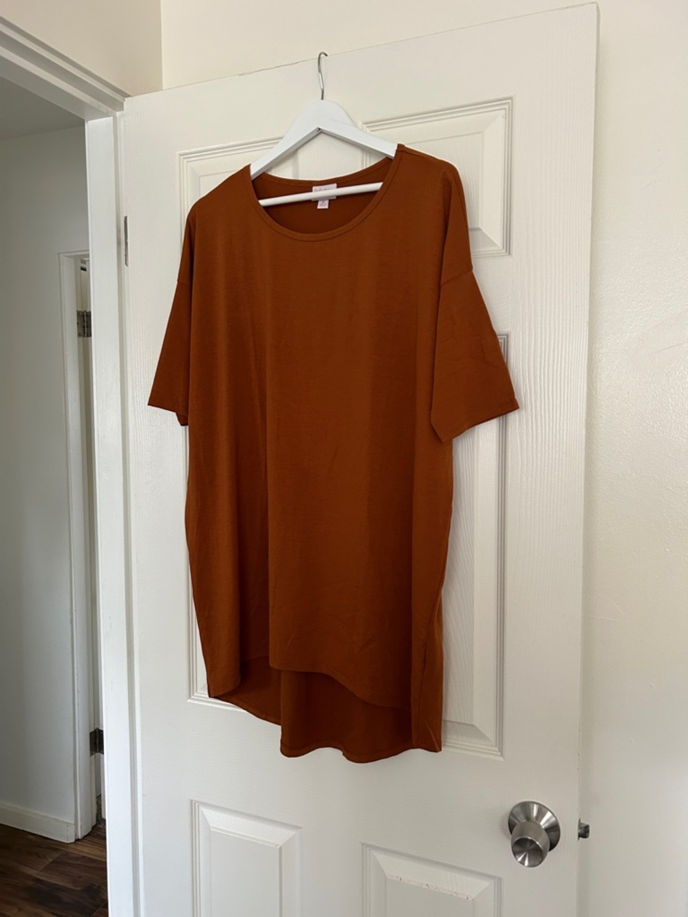 LuLaRoe Short-Sleeve Tunic in Rust Orange